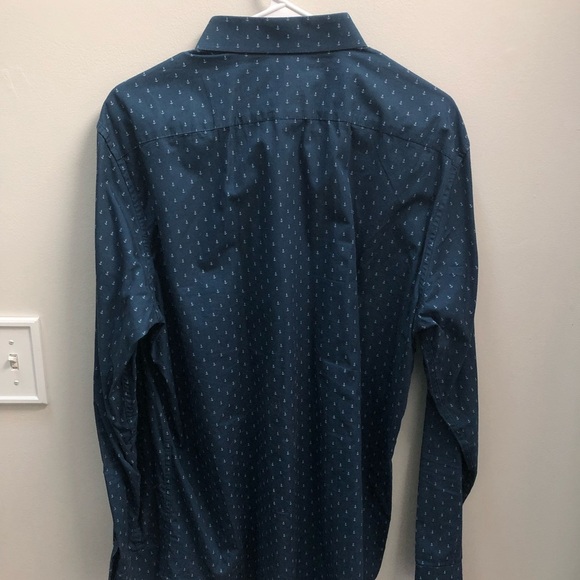 Men's Blue Patterned Shirt - Picture 3 of 3